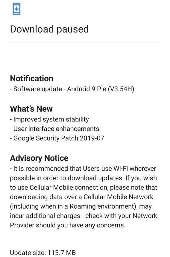 Nokia 7.1 menerima Android Pie Build (V3.54H) dengan patch keamanan Juli 3