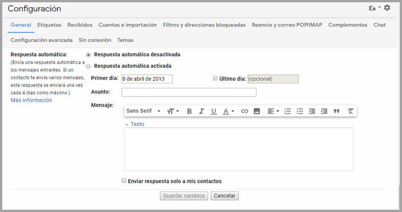 Cómo personalizar las respuestas automáticas de Gmail 1