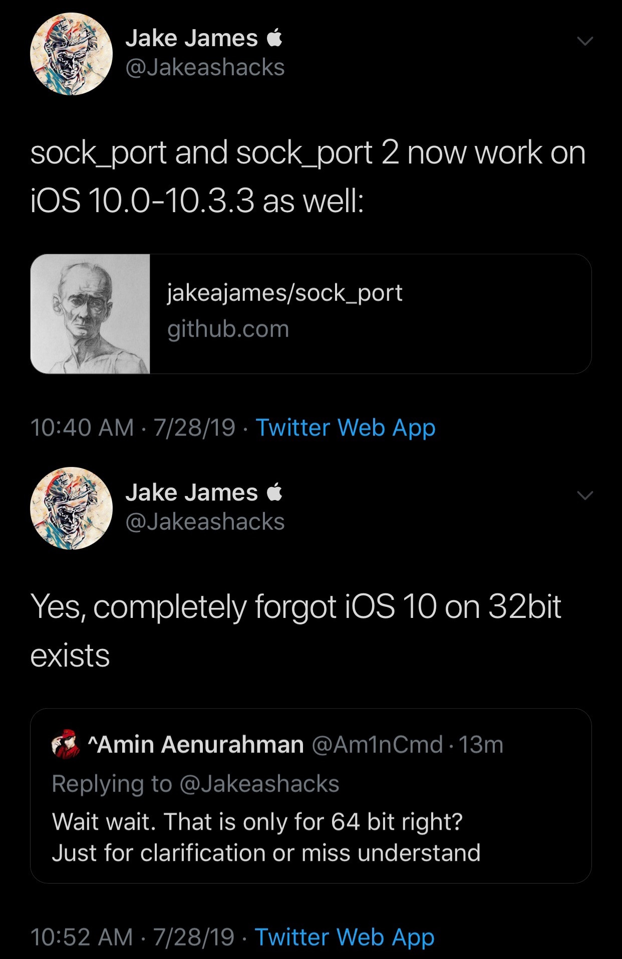 Jake James memperbarui eksploitasi Sock Port dan Sock Port 2 dengan dukungan iOS 10 64-bit 3