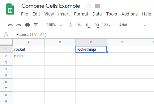 So kombinieren Sie Zellen in Google Sheets 3