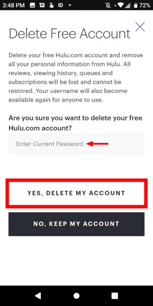 Hulu Android Có Xóa tài khoản