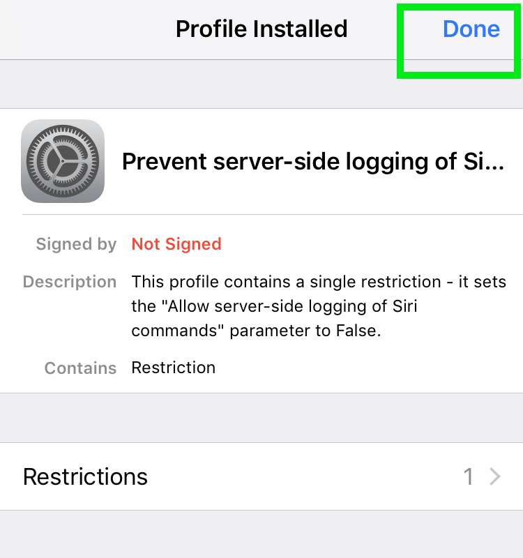 Zakázať nahrávanie príkazov Siri 11