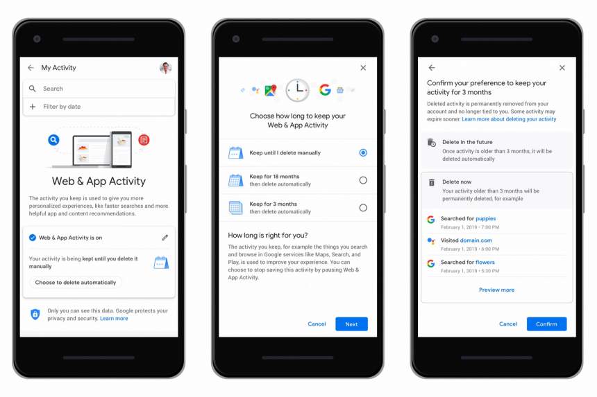 Siapkan penghapusan otomatis aktivitas Google 3 Anda