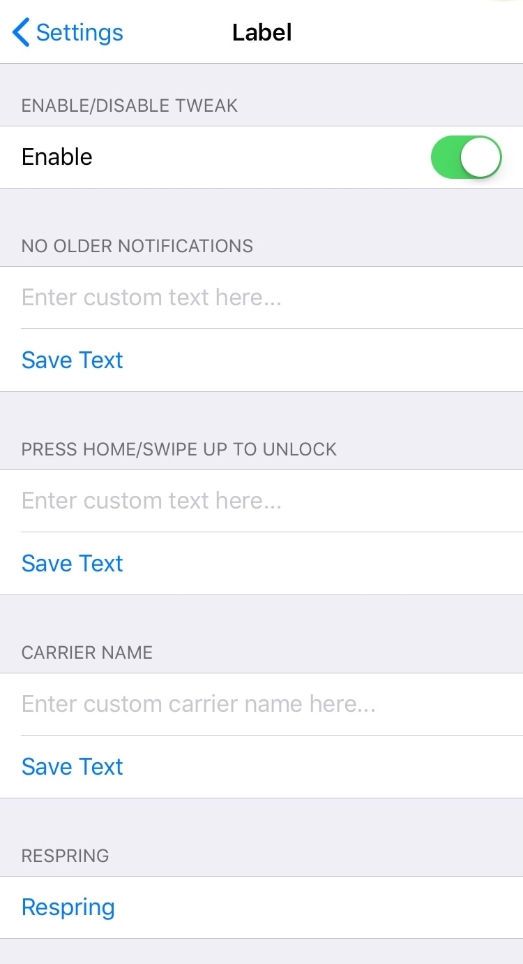 Kustomisasi beberapa string teks sistem iOS dengan Label 3