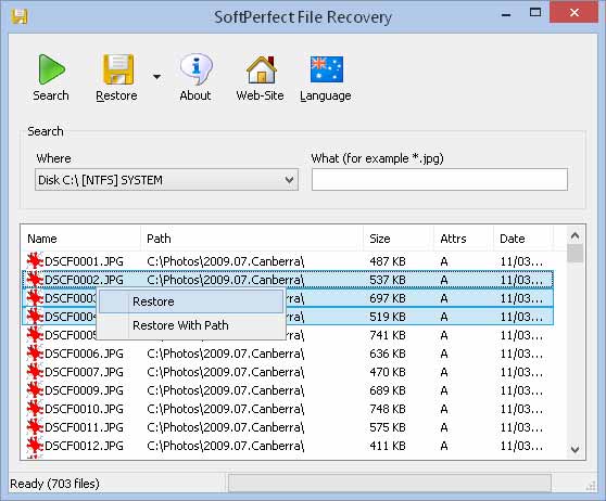 Pemulihan File SoftPerfect