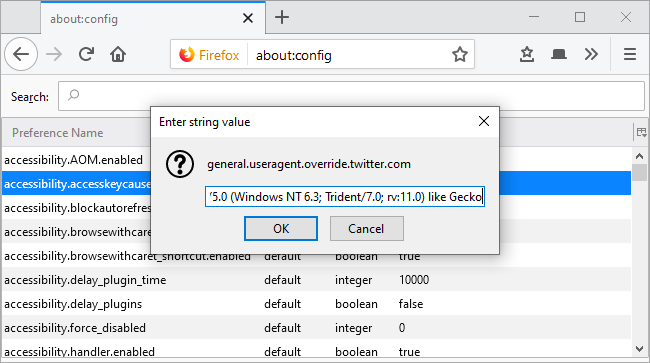 Pembodohan Twitter untuk berpikir Anda menggunakan Internet Explorer 11 di Firefox