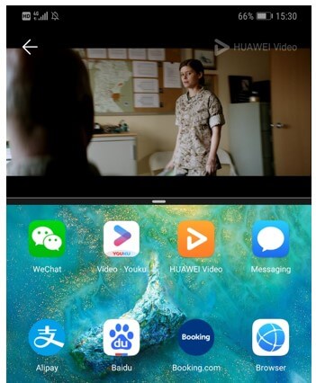 Mode layar Huawei Split diaktifkan