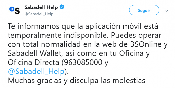 Gambar - Aplikasi Bankia dan Sabadell tidak berfungsi
