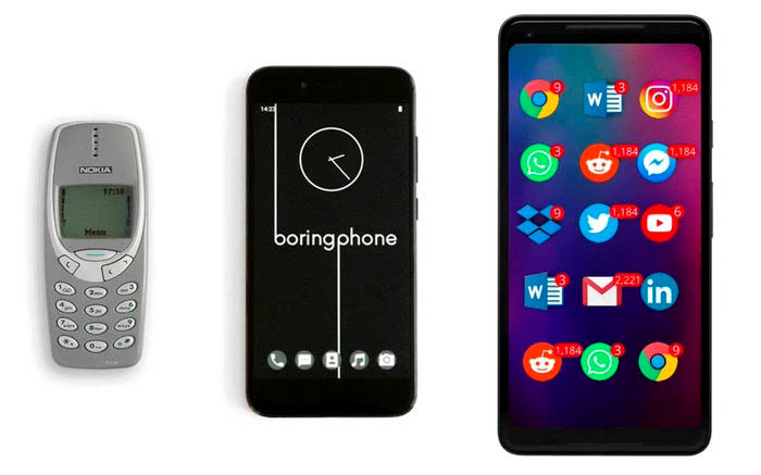 Ponsel minimalis BoringPhone "width =" 700 "height =" 437