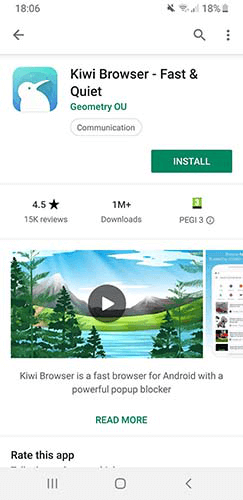 Installera Kiwi Chrome-tillägget på mobilen