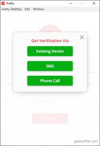 Obtenga la verificación a través de un dispositivo existente
