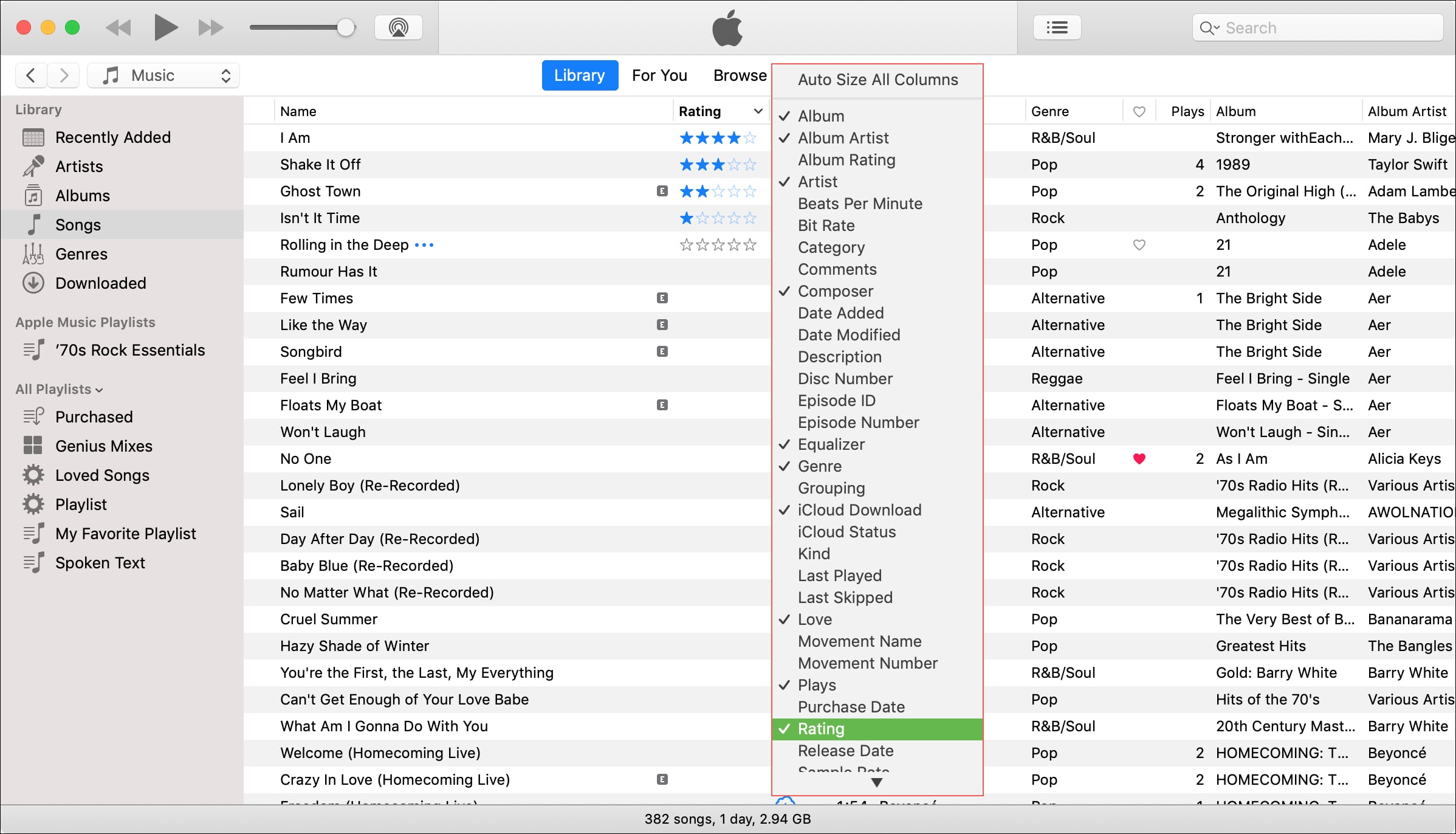 Peringkat Bintang iTunes Mac