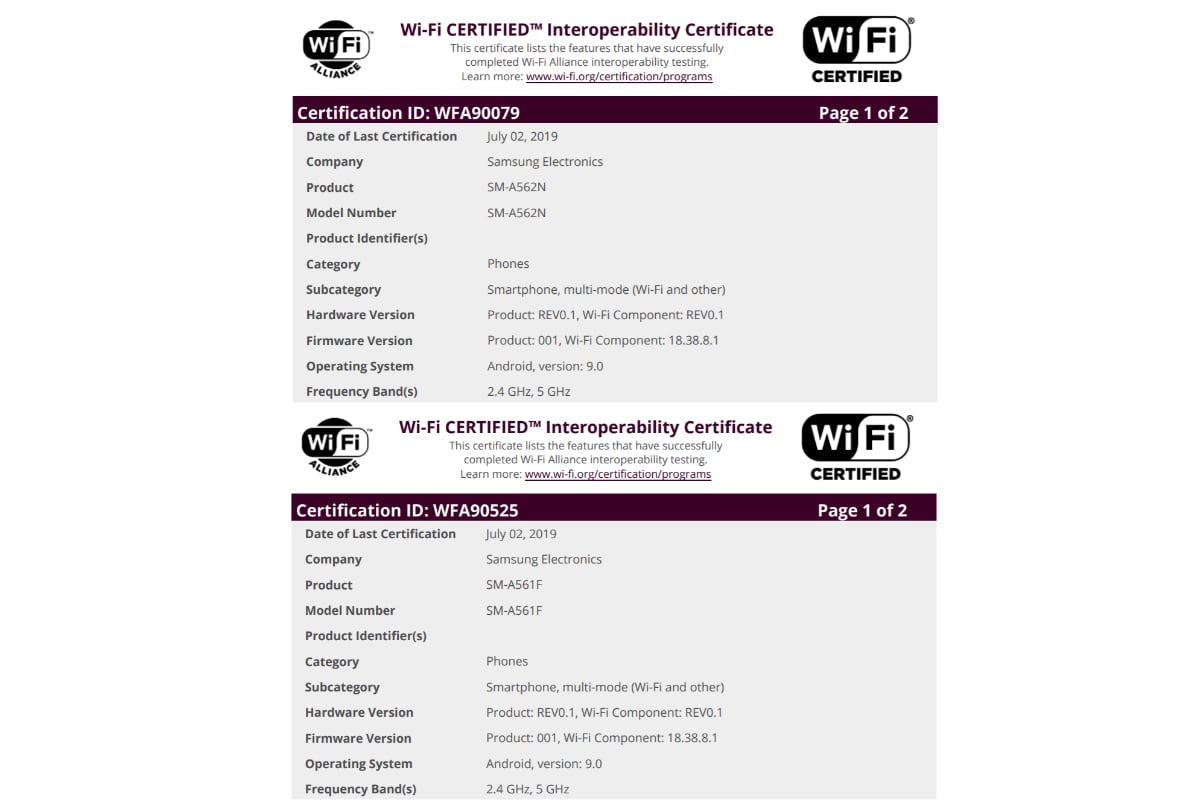 Samsung Sm A562N A561F Wi-Fi Альянс Samsung