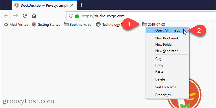 Chọn Mở tất cả trong tab trong Firefox