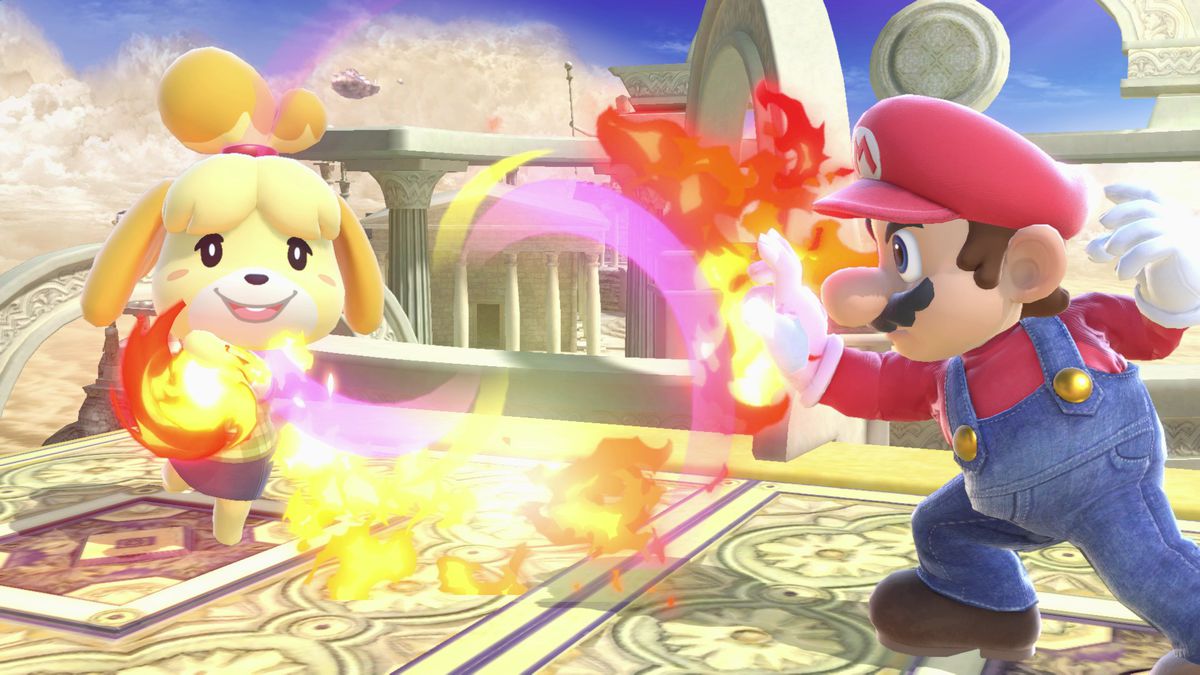 Super Smash Bros. Ultimate - Mario fighting Isabelle