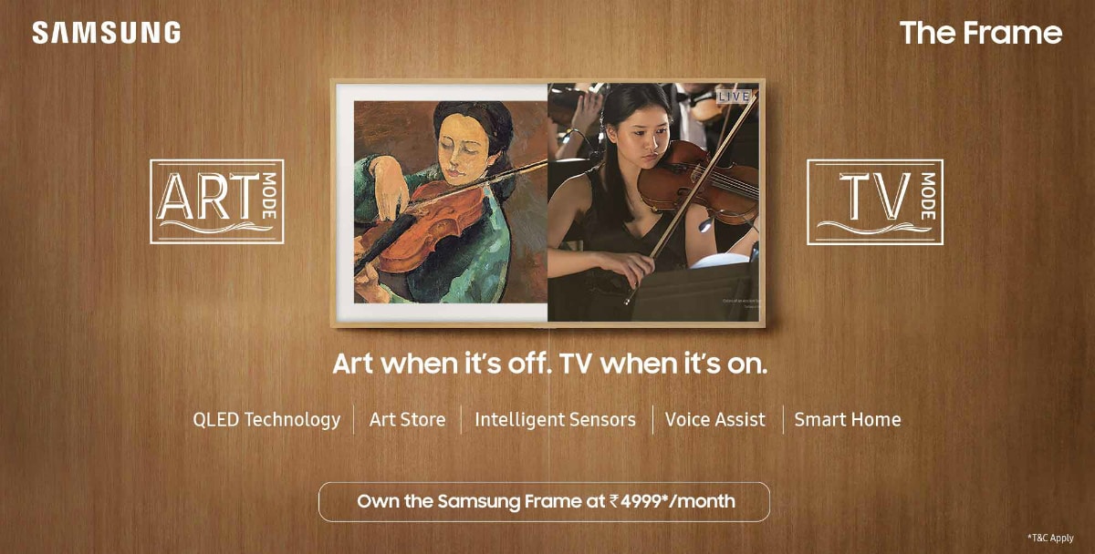 Samsung 55-Inch The Frame TV, Smart 7-in-1 TV Range Launched in India