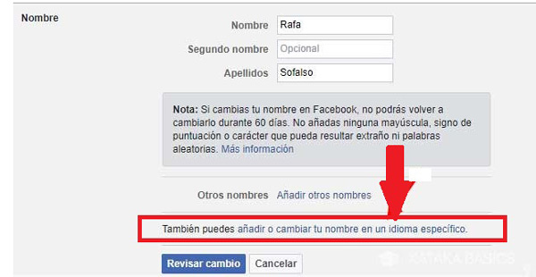 Masukkan nama pengguna Anda Facebook dalam bahasa lain