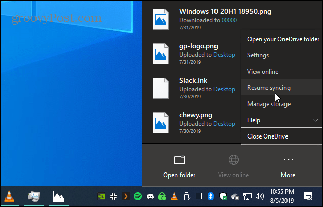 Cách tạm dừng thủ công đồng bộ hóa tệp OneDrive Windows 10 2