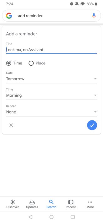 Google memaksa pengingat untuk melewati Asisten 2
