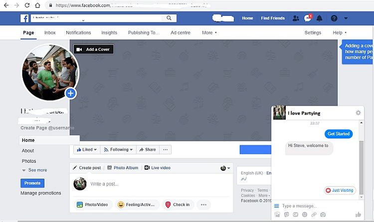 Chatbot Botsify đang hoạt động Facebook trang