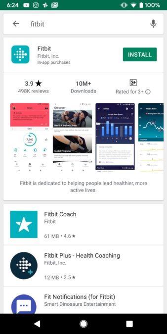 Google Play Store        tìm kiếm ứng dụng fitbit