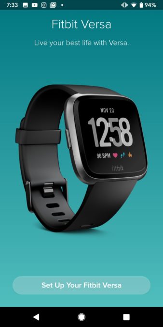 Màn hình ứng dụng Fitbit hiển thị một bộ theo dõi thể dục mà bạn chọn