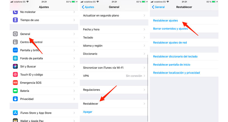 Langkah demi langkah untuk kembali ke konfigurasi iOS awal