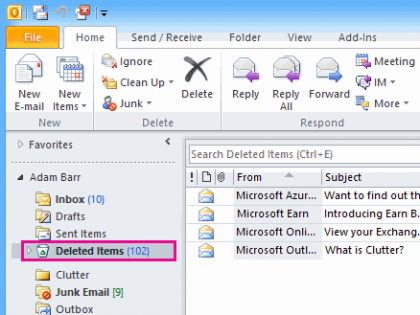 Bagaimana memulihkan email yang dihapus di Outlook 3