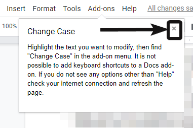 Изменить регистр символов в Google Docs 5