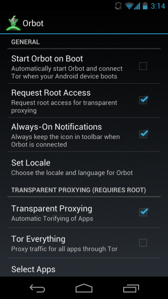 Arreglar Orbot / Tor para Android 4.1 Jelly Bean Device 3