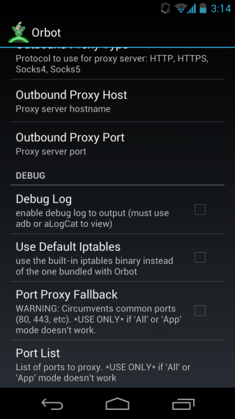 Perbaiki Orbot / Tor untuk Android 4.1 Perangkat Jelly Bean 4