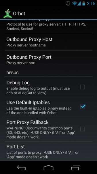 Arreglar Orbot / Tor para Android 4.1 Jelly Bean Device 5
