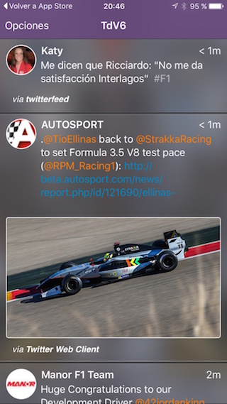 TdV6, F1, dan tweet motor sport di iPhone Anda 3