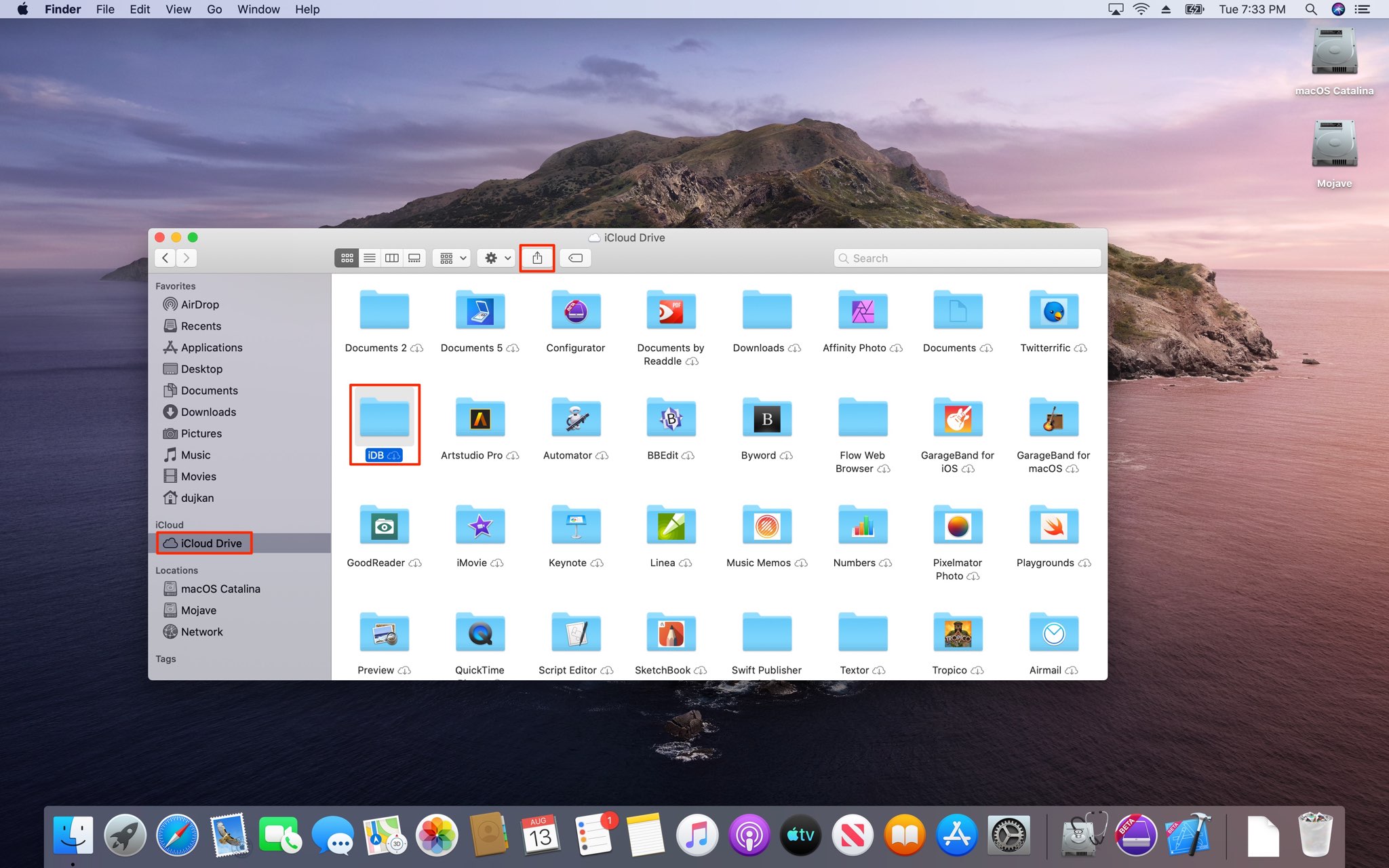 Bagikan folder iCloud - tangkapan layar Mac 001