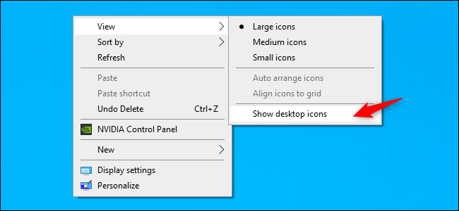 Ikon desktop yang tidak terlihat aktif Windows 10