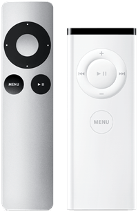 putih dan perak Apple remote