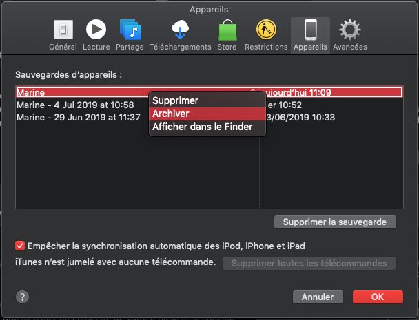 itunes archiver sauvegarde Komentar untuk lebih dari satu pemasang dan iOS iOS 13 sur iPhone