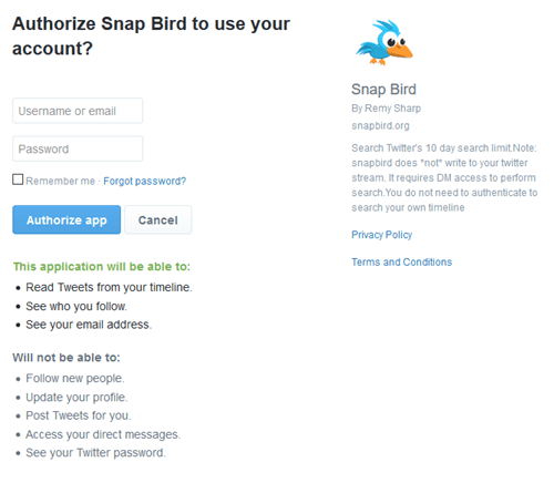 Snap Bird Authorization