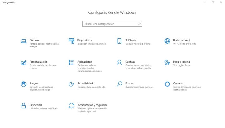 Configuraciones Windows 10