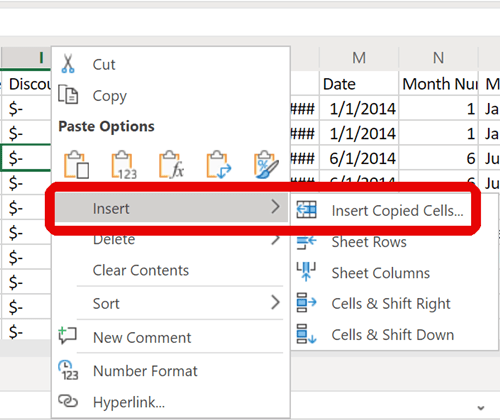 Cách di chuyển các cột trong Excel 2