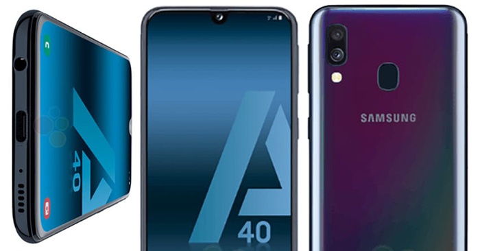 Depan, belakang dan bawah Samsung Galaxy A40