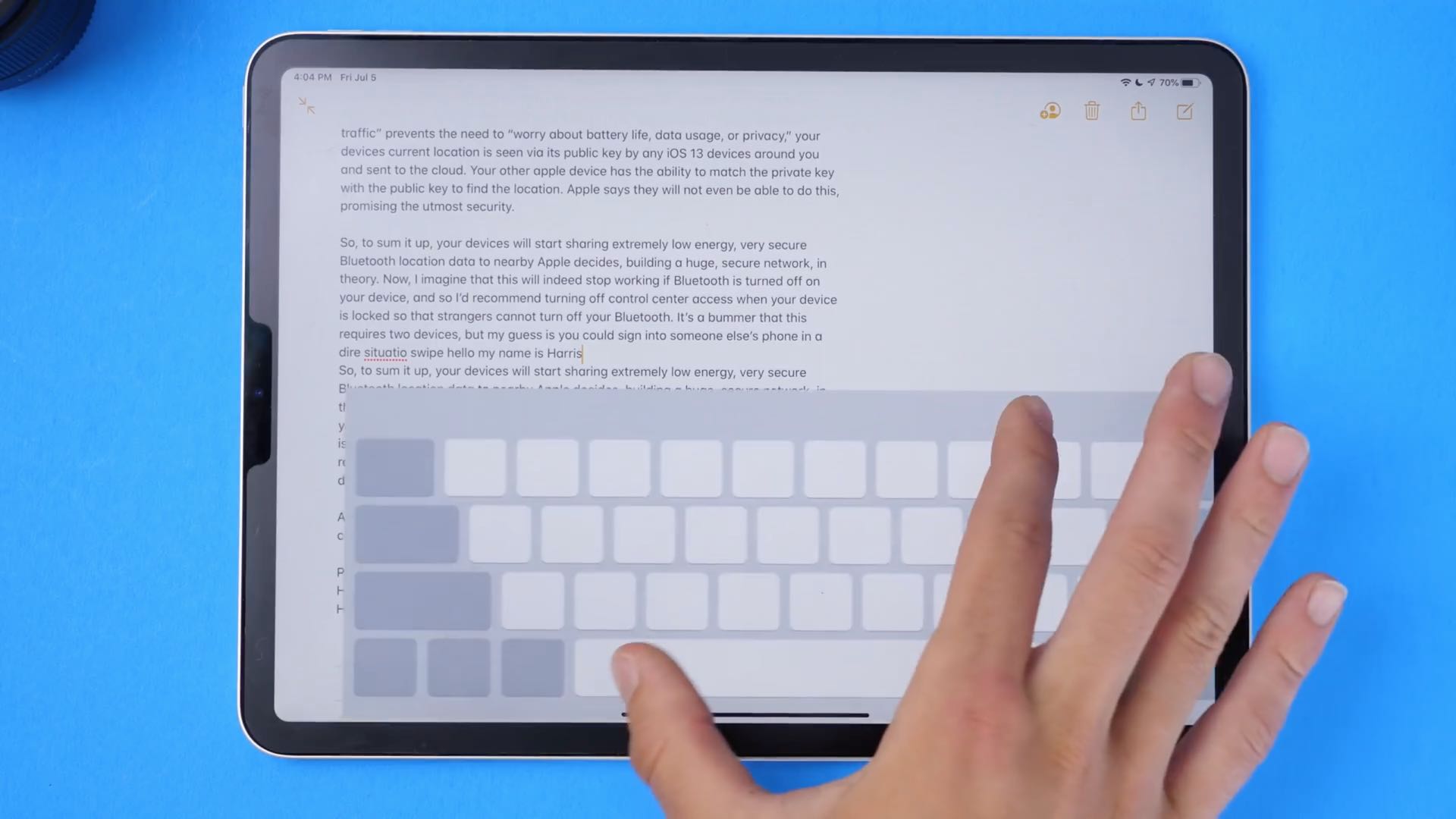 Keyboard babatan iPad - mencubit