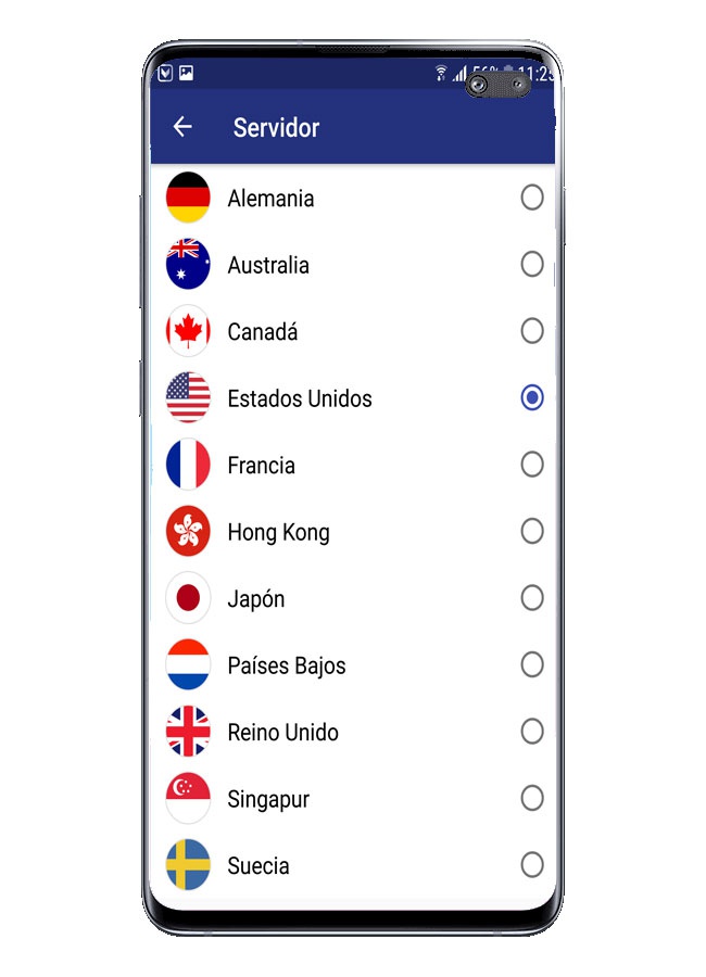 Daftar negara di VPN Shield