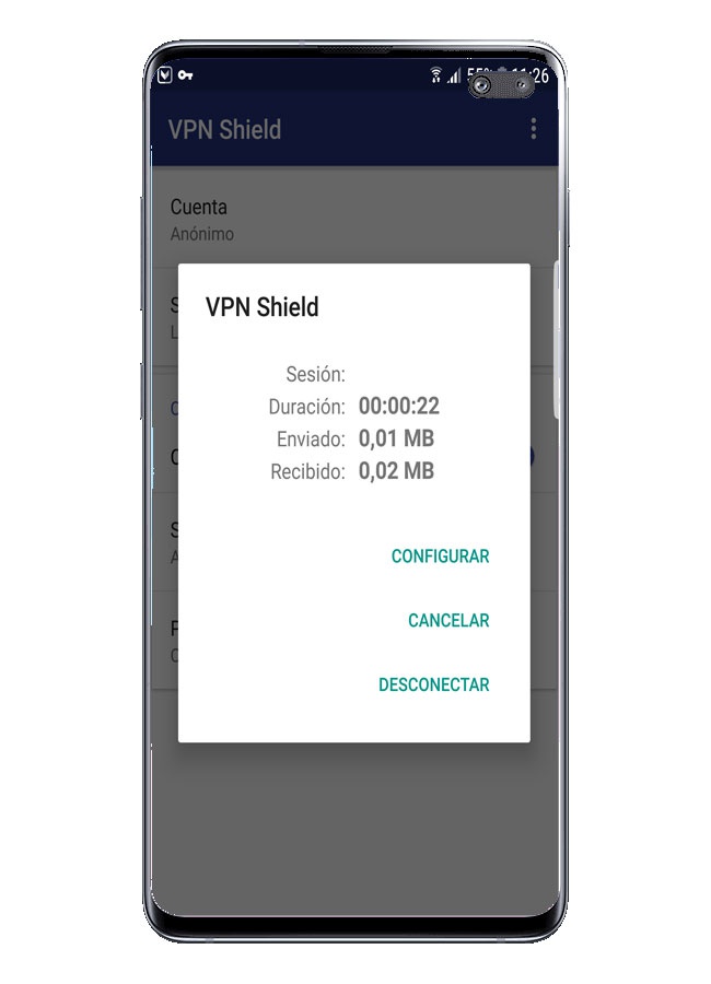 Kết nối được thực hiện trong VPN Shield