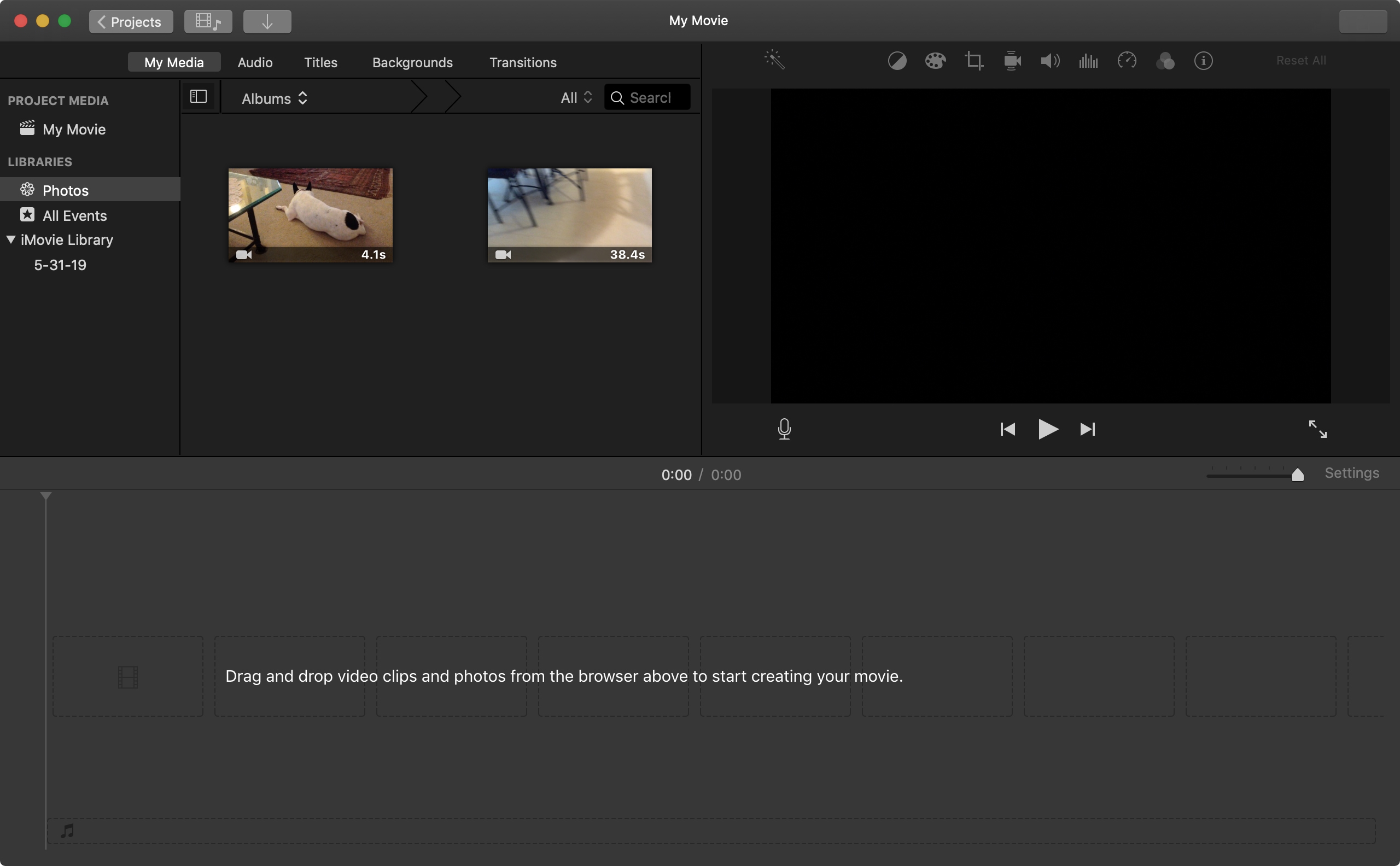 Кинопроект iMovie на Mac