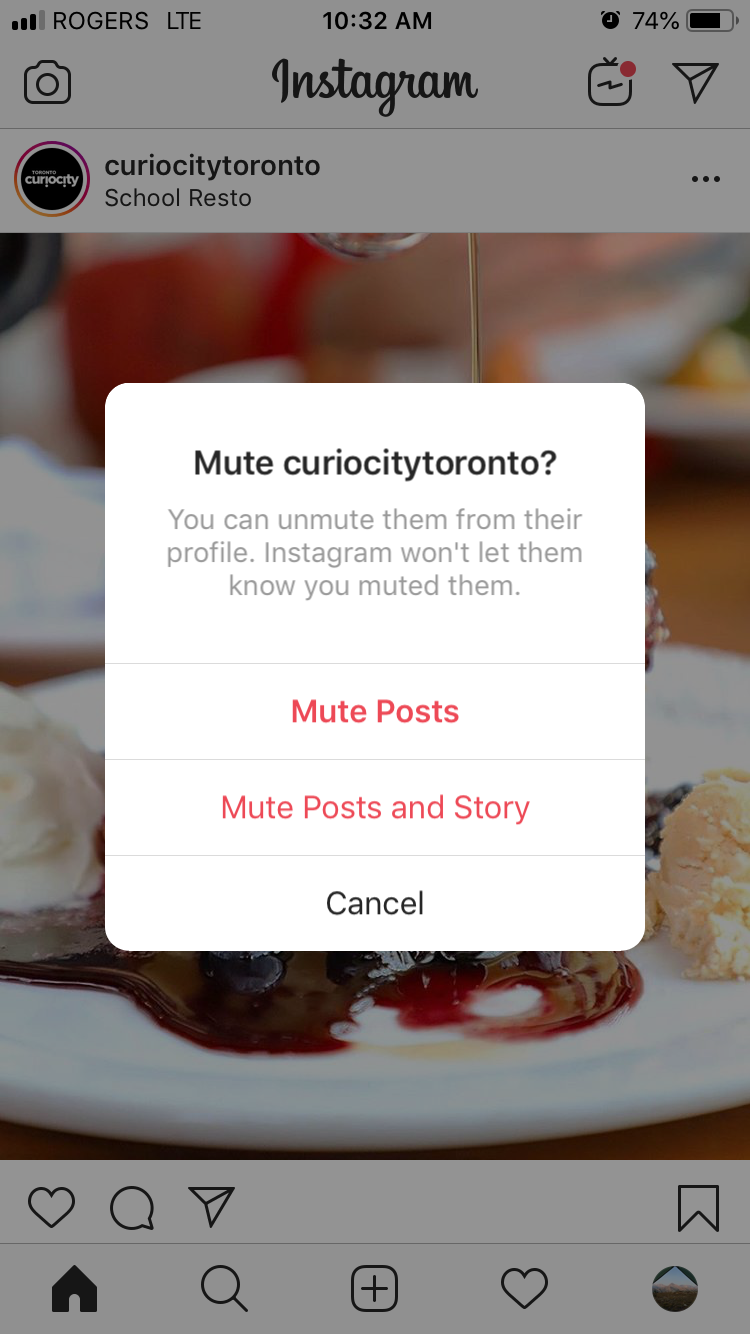 cara membisukan cerita Instagram