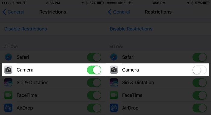 Nonaktifkan Akses Kamera dari Layar Kunci di iOS 10 pada iPhone