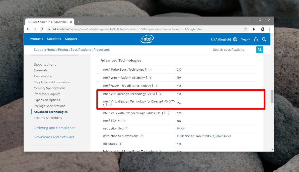 Cách xác minh xem bộ xử lý Intel có hỗ trợ ảo hóa hoạt động không Windows 10 2