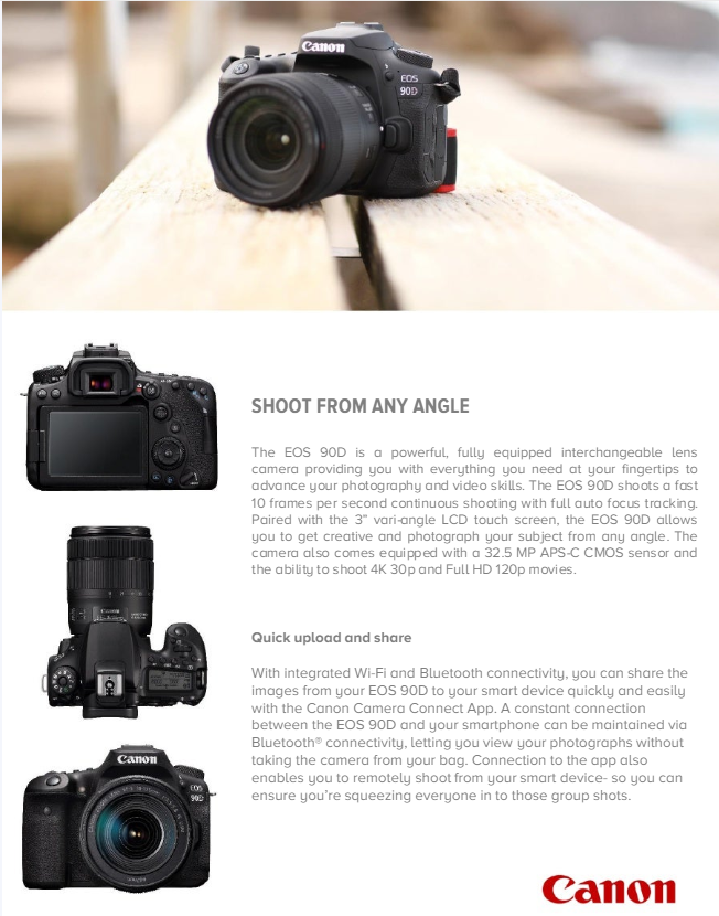 Chi tiết tài liệu quảng cáo trực tuyến về rò rỉ Canon EOS M6 Mark II và EOS 90D 2