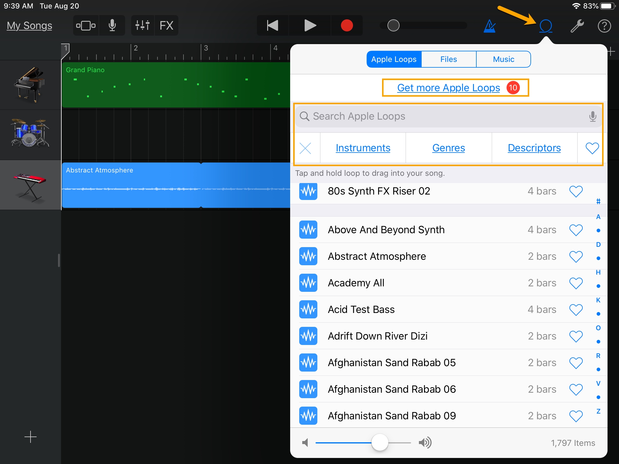 GarageBand Tambah Lainnya Apple Loops iPad
